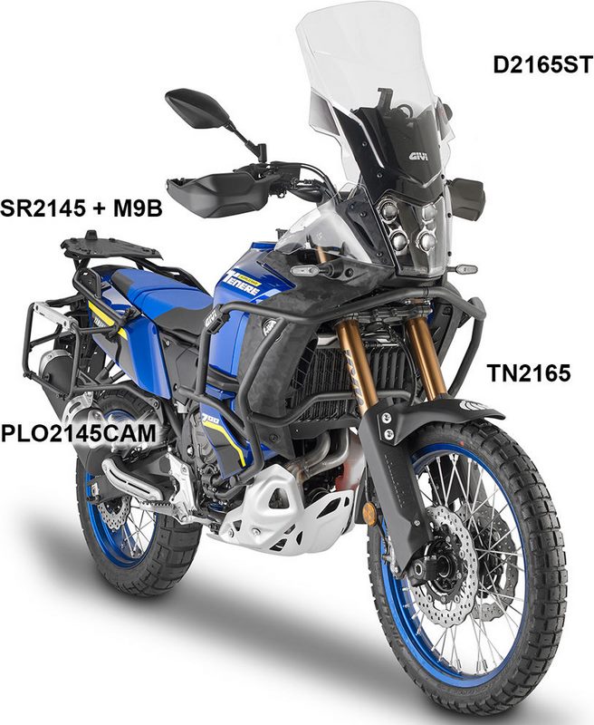 Givi Windscreen for Yamaha Tenere 700 World Raid, color Clear, dim. HxW 52 x 43 cm, 22,5 CM higher than oe, fits oe headlight fairing | D2165ST