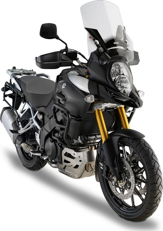 Givi Windscreen for Suzuki DL 1000 V-Strom 14-19, color clear, dim. HxW 50x39,5cm, 22 cm cm higher than stock screen, fits oe headlight fairing | D3105ST