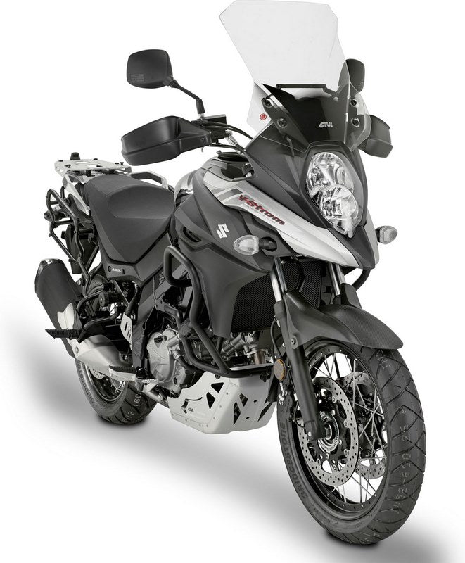 Givi Windscreen for Suzuki DL 650 V-Strom 17-, color clear, dim. HxW 44x43cm, 12 cm cm higher than stock screen, fits oe headlight fairing | D3112ST