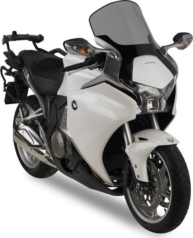 Givi Windscreen for Honda VFR 1200 F 10-16, color light smoke, dim. HxW 40x40cm, 14 cm cm higher than stock screen, fits oe headlight fairing | D321S