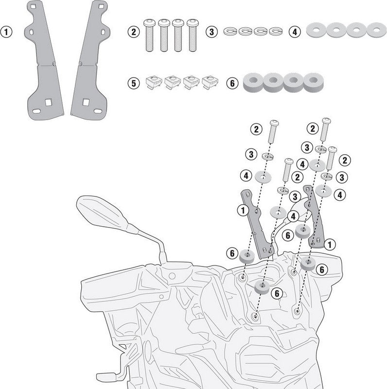 GIVI D5129KIT mounting Kit for Givi Windscreen D5127S, D5127ST, AF5127 to be mounted on BMW F 750 GS | D5129KIT