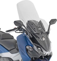 Givi Screen for SYM Maxsym TL 500 20-, color clear, dim. HxW 73 x 71,5 cm, +15,5cm higher than oe, fits oe headlight fairing | D7060ST