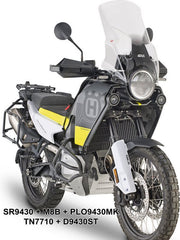 Givi Windscreen for Husqvarna Norden 901, color Clear, dim. HxW 54 x 43 cm, 28,5 cm higher than oe, fits oe headlight fairing | D9430ST