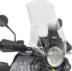 Givi Windscreen for Husqvarna Norden 901, color Clear, dim. HxW 54 x 43 cm, 28,5 cm higher than oe, fits oe headlight fairing | D9430ST