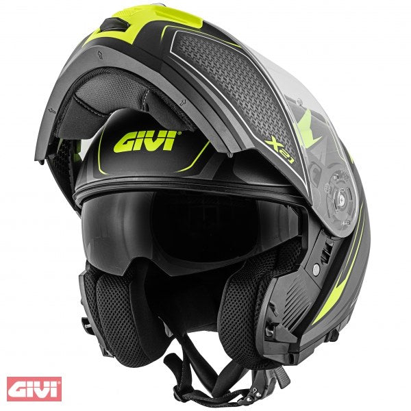 GIVI Hps Hx21 Flip-Up Helmet Graphics Globe Shiver Black / Titanium / Yellow Matt Size 56 / S | HX21FSHBT56