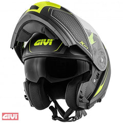 GIVI Hps Hx21 Flip-Up Helmet Graphics Globe Shiver Black / Titanium / Yellow Matt Size 56 / S | HX21FSHBT56
