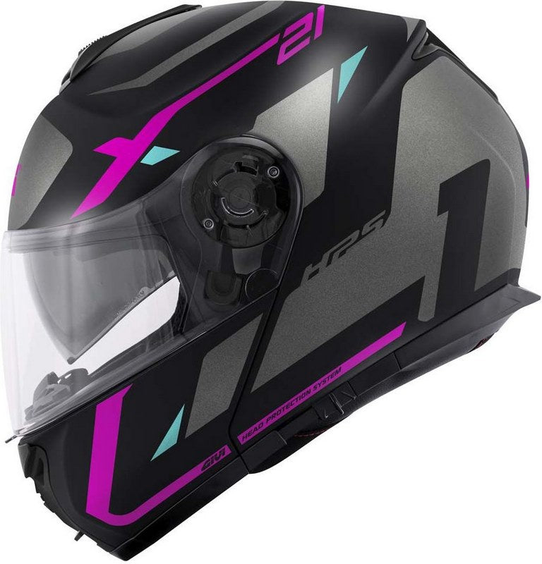 Givi Flip-up helmet X.21 EVO NUMBER LADY Matte Black/Titanium/Pink, Size 54/XS | HX21RNBBP54