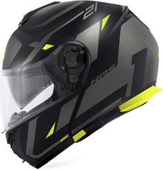 Givi Flip-up helmet X.21 EVO NUMBER Matte Black/Titanium/Yellow, Size 54/XS | HX21RNBBY54