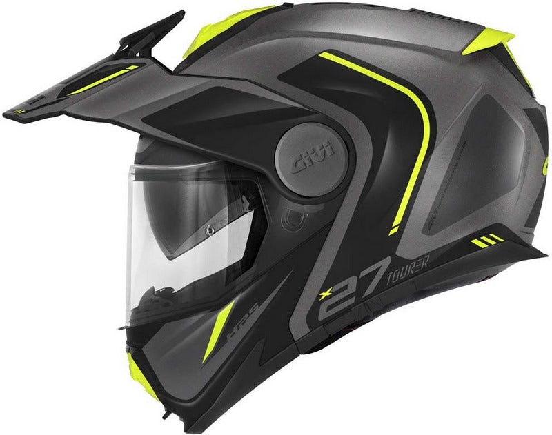 Givi Flip-up helmet X.27 TOURER GRAPHIC Matte Titanium/Yellow, Size 60/L | HX27RTRTY60