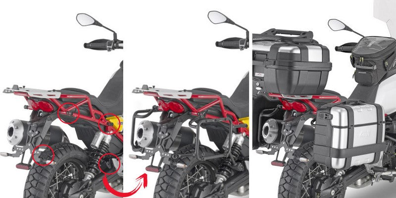 Givi PLOR8203MK Specific Quick Release Pannier Holder for Monokey Side Cases, specific for Moto Guzzi V 85 TT | PLOR8203MK