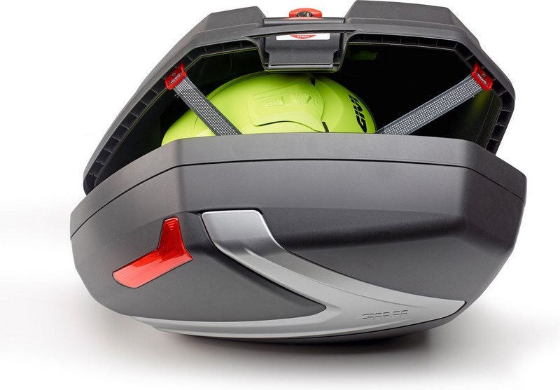Givi V37N MonoKey Side Cases, 2 x 37 Liters Bags, Silver Cover, Red Reflectors | V37N