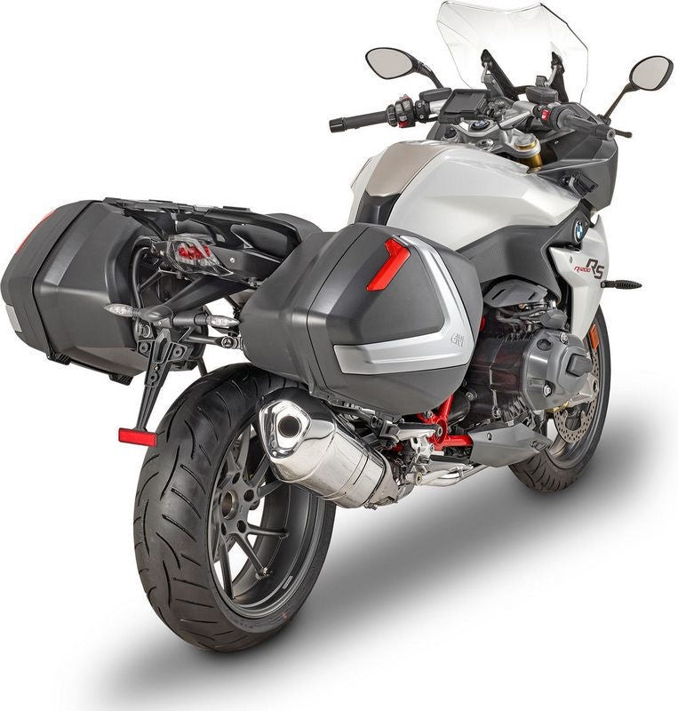Givi V37N MonoKey Side Cases, 2 x 37 Liters Bags, Silver Cover, Red Reflectors | V37N