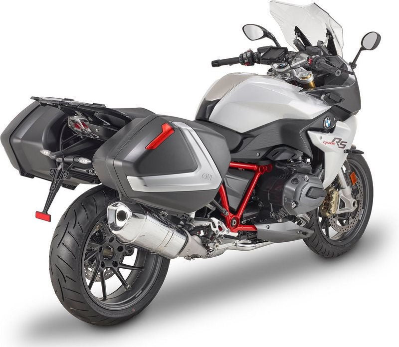 Givi V37N MonoKey Side Cases, 2 x 37 Liters Bags, Silver Cover, Red Reflectors | V37N