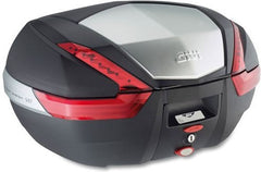 Givi V47N Top Case, color Black with aluminum pattern finishing and Red reflectors, 47 Liters, fits MonoKey plate | V47N