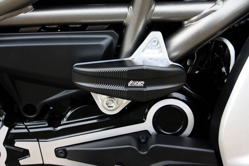 GSG MOTOTECHNIK Crash Pad Set “Streetline”, Attachments natural aluminium for Ducati X Diavel (2016 -) | 150-50-40-D26