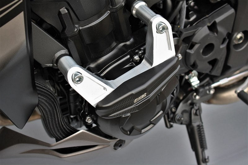 GSG MOTOTECHNIK Crash Pad Set “Streetline”, Attachments natural aluminium for Kawasaki Z 1000 (2014-2019) | 1505025-K69