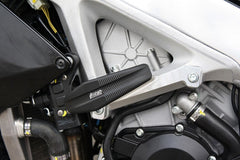 GSG MOTOTECHNIK Crash Pad Set “Streetline”, Holding plates natural aluminium for Aprilia Tuono V4 / APRC (2011-2014) + Tuono V4 1100 Factory (2015-2020) | 1505040-A15A
