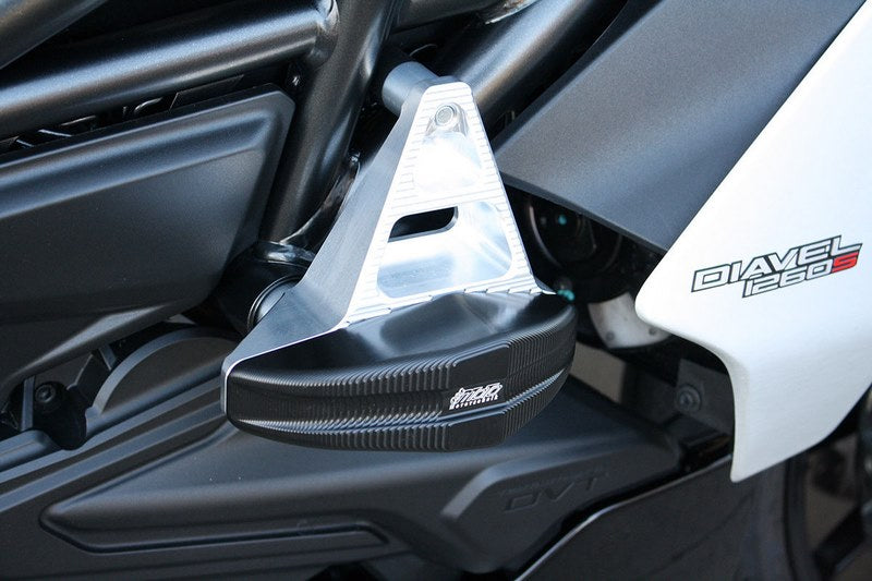 GSG MOTOTECHNIK Crash Pad Set “Streetline”, Attachments natural aluminium for Ducati Diavel 1260 / S (2019 -) | 1505040-D35