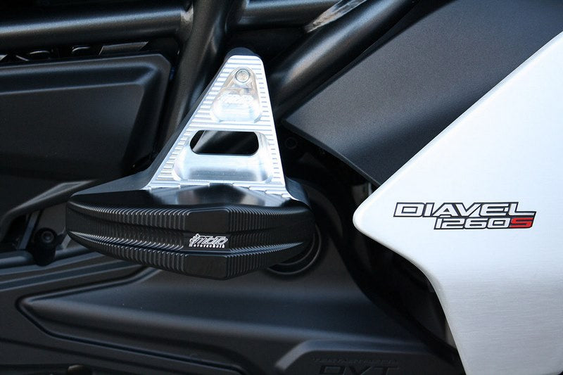 GSG MOTOTECHNIK Crash Pad Set “Streetline”, Attachments natural aluminium for Ducati Diavel 1260 / S (2019 -) | 1505040-D35