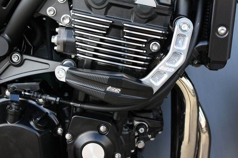 GSG MOTOTECHNIK Crash Pad Set “Streetline”, Adapter black anodized for Kawasaki Z 900 RS Cafe (2018 -) | 1505040-K70-SH