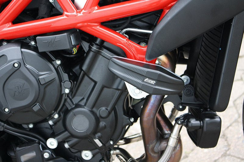 GSG MOTOTECHNIK Crash Pad Set “Streetline”, Attachments black anodized for MV-Agusta Brutale 800 (2016 -) | 1505040-M9-SH