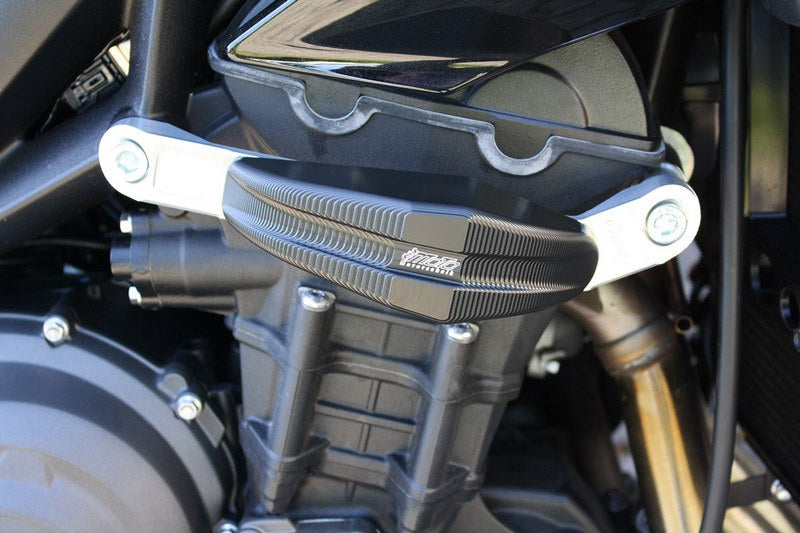 GSG MOTOTECHNIK Crash Pad Set “Streetline”, Mounting kit black anodized for Triumph Street Triple 765 (2017-2019) | 1505040-T32-SH