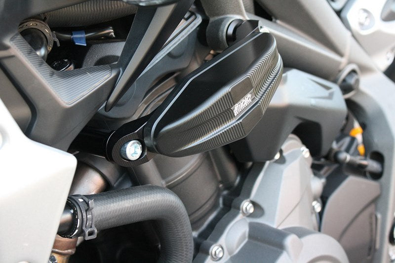 GSG MOTOTECHNIK Crash Pad Set “Streetline”, Mounting kit black anodized for Triumph Street Triple 765 (2020 -) | 1505040-T35-SH