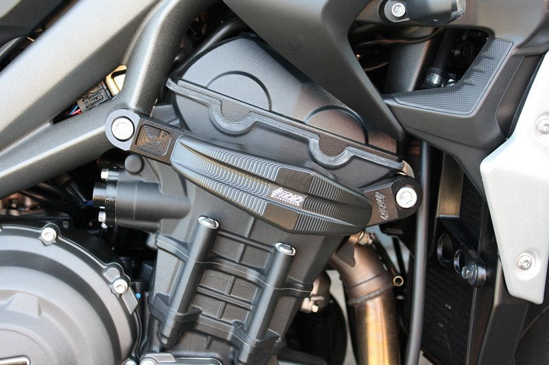 GSG MOTOTECHNIK Crash Pad Set “Streetline”, Mounting kit natural aluminium for Triumph Street Triple 765 (2020 -) | 1505040-T35