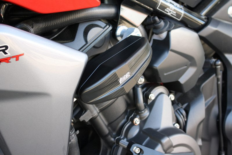 GSG MOTOTECHNIK crash pad set “Streetline”, Black Anodized for Triumph Tiger 660 Sport (2022 -) | 1505040-T40-SH