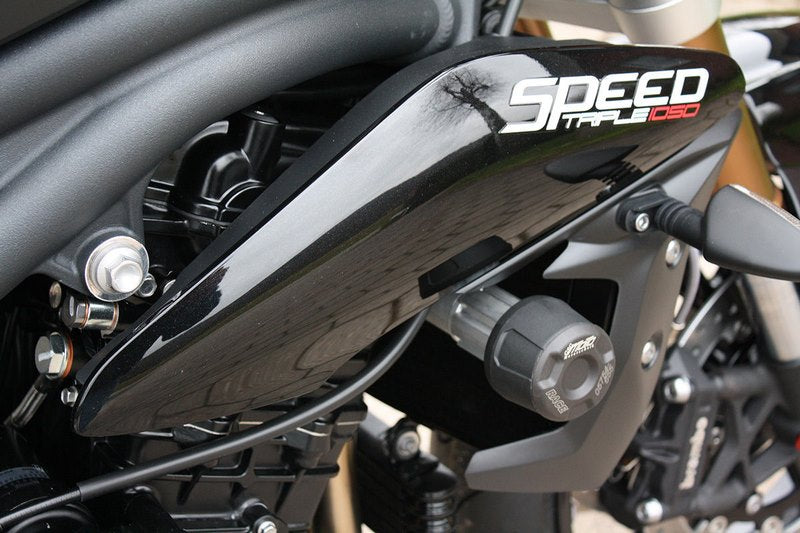 GSG MOTOTECHNIK Crash Pad set, Attachments Natural Aluminium for Triumph Speed Triple 1050 / R (2011-2015) | 40602-T23-DS