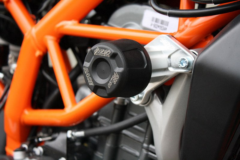 GSG MOTOTECHNIK Crash Pad set, Holding Plates Natural Aluminium for KTM Duke 390 (2013 -) | 406025545-KM6-DS