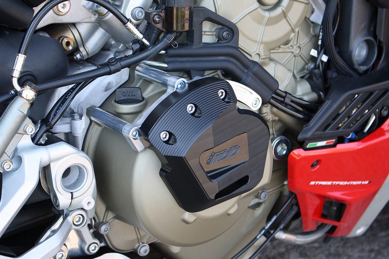 GSG MOTOTECHNIK Crash Pad Set, Retaining plate on the right Al bushes black anodized for Ducati Streetfighter V4 / V4 S (2020 -), Motorschutz | 5040-D37-SH