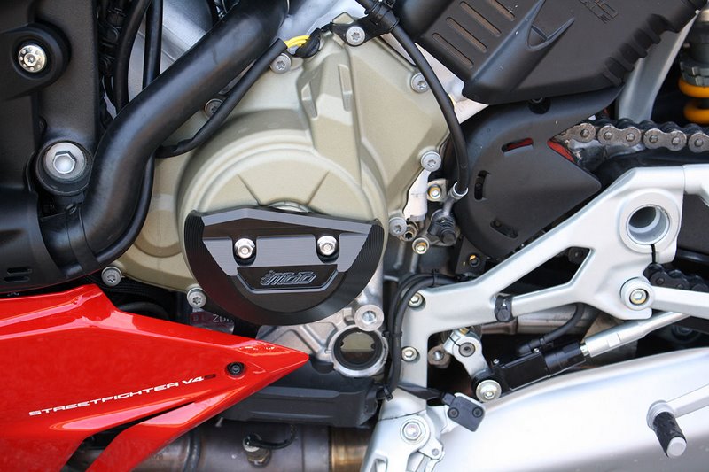 GSG MOTOTECHNIK Crash Pad Set, Retaining plate on the right for Al bushes, natural for Ducati Streetfighter V4 / V4 S (2020 -), Motorschutz | 5040-D37