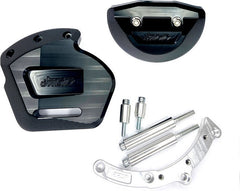GSG MOTOTECHNIK Engine protection crash pad set, Retaining plate / AL sockets on the right black anodized for Ducati Multistrada V4 (2021 -) | 5040-D39-SH