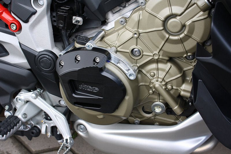 GSG MOTOTECHNIK Engine protection crash pad set, Retaining plate / AL sockets on the right natural aluminium for Ducati Multistrada V4 (2021 -) | 5040-D39