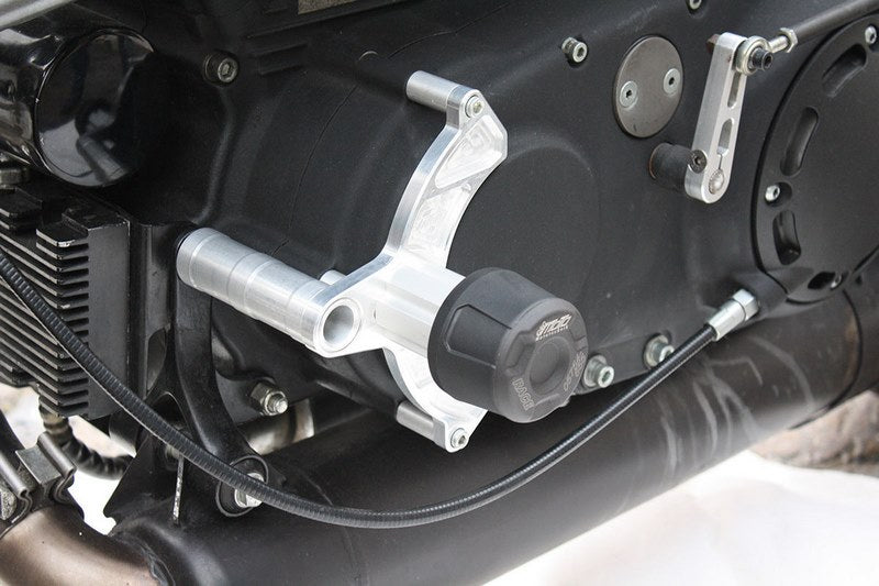 GSG MOTOTECHNIK Crash Pad set, Retaining plate on the left natural aluminium for Buell X1 (2000-2002) | 754909555-BU3