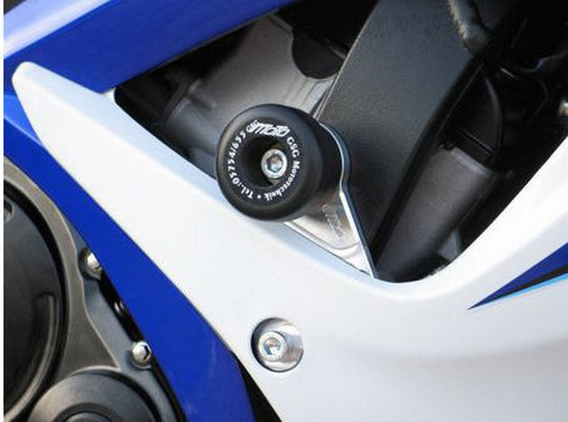 GSG MOTOTECHNIK Crash Pad set, Holding Plates Natural Aluminium for Suzuki GSX-R 600 / GSX-R 750 (2006-2007) | 7549450-S33