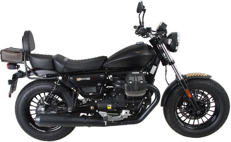 Hepco & Becker Sissybar with rearrack-chrome for Moto Guzzi V9 Roamer from 2017 model with long seat | 611551 00 02
