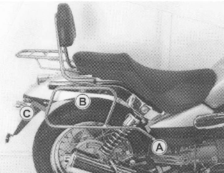 Hepco & Becker Saddlebag tube-carrier for leatherbags-chrome for Moto Guzzi Nevada Classic V 750 ie / Aquilia Nera | 625534 00 02