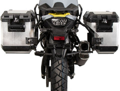 Hepco & Becker Side Carrier Cutout Black Incl. Xplorer Silver Sideboxes For Suzuki V-Strom 800 DE (2023-) | 6513548 00 01-00-40