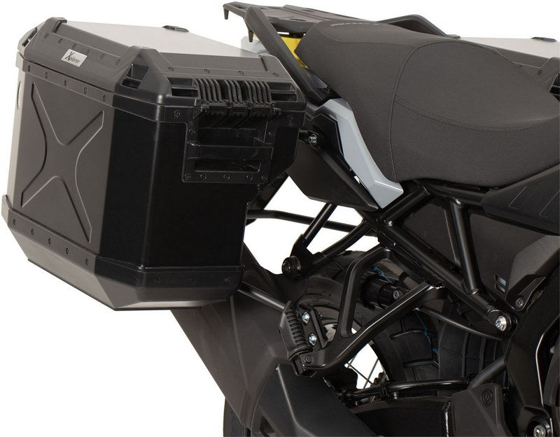 Hepco & Becker Side Carrier Cutout Black Incl. Xplorer Black Sideboxes For Suzuki V-Strom 800 DE (2023-) | 6513548 00 01-01-40