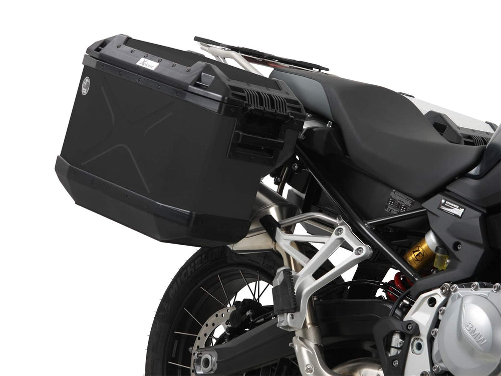 Hepco & Becker Sidecarrier Cutout Stainless Steel Incl. Xplorer Black Sideboxes For BMW F 850 GS (2018-) | 6516513-00-22-01-40