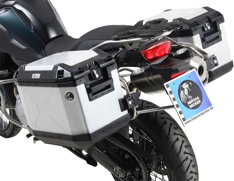 Hepco & Becker Sidecarrier Cutout stainless steel incl. Xplorer silver sideboxes for BMW F 850 GS Adventure (2019-) | 6516520 00 22-00-40