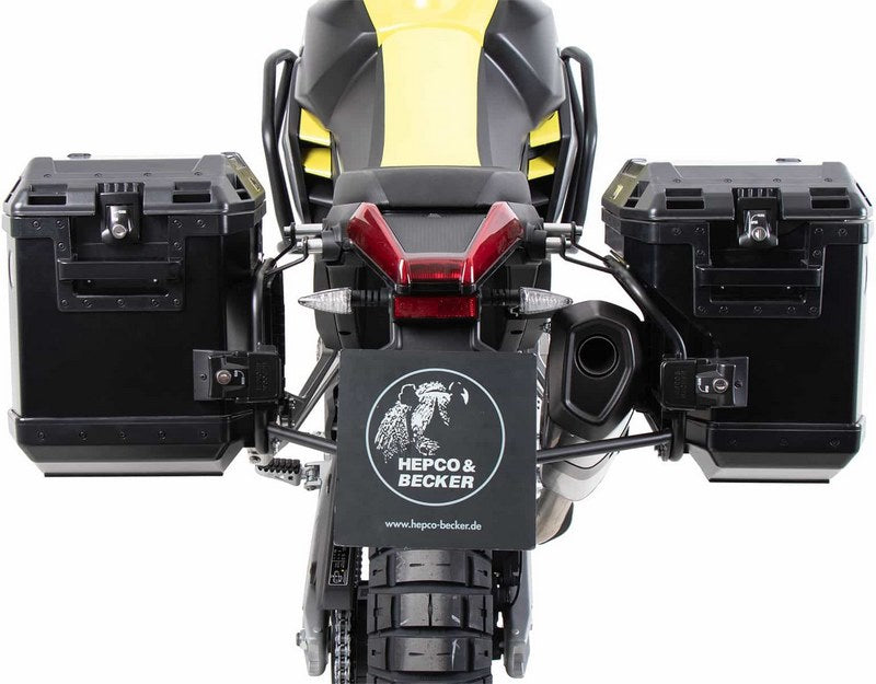 Hepco & Becker Sidecarrier Cutout black incl. Xplorer sideboxes black for Aprilia Tuareg 660 (2022-) | 6517599 00 01-01-40