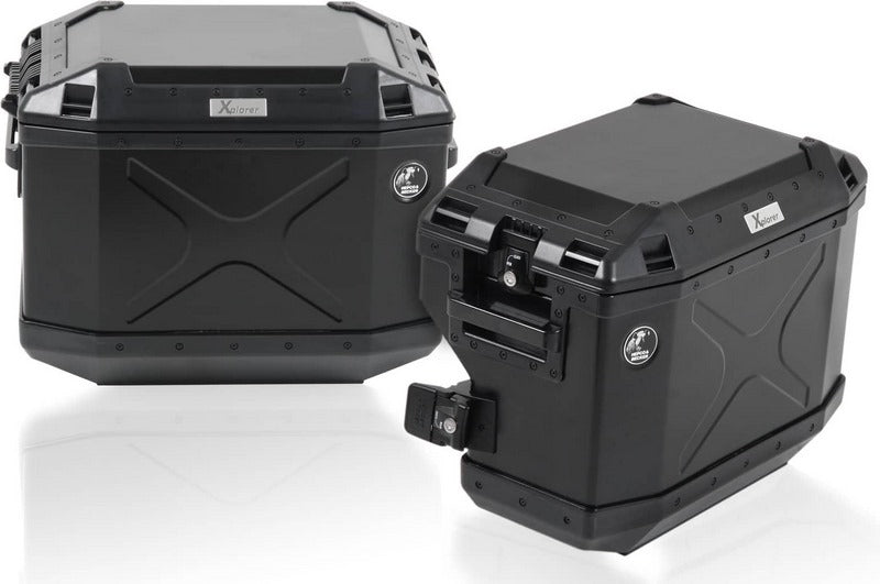 Hepco & Becker Sidecarrier Cutout black incl. Xplorer sideboxes black for Aprilia Tuareg 660 (2022-) | 6517599 00 01-01-40