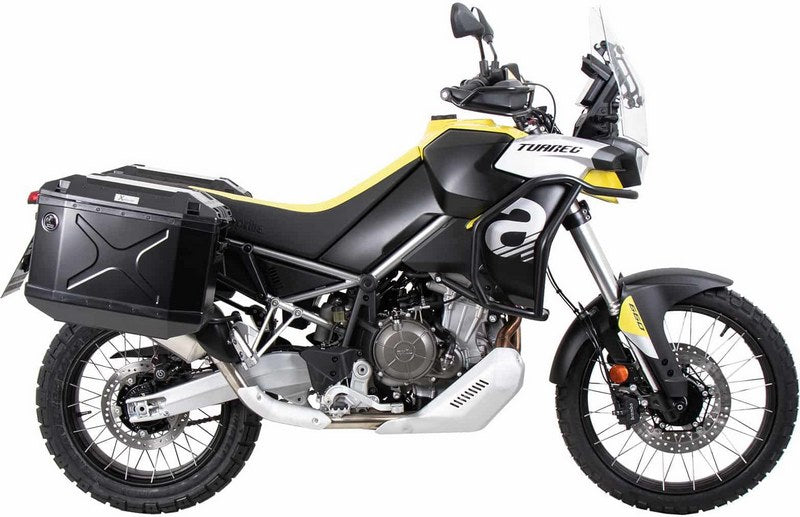 Hepco & Becker Sidecarrier Cutout black incl. Xplorer sideboxes black for Aprilia Tuareg 660 (2022-) | 6517599 00 01-01-40