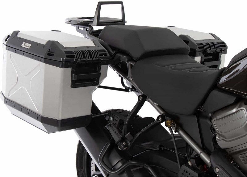 Hepco & Becker Side carrier cutout black incl. Xplorer silver sideboxes for Harley Davidson Pan America (2021-) | 6517600 00 01-00-40