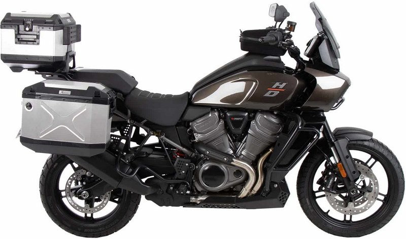 Hepco & Becker Side carrier cutout black incl. Xplorer silver sideboxes for Harley Davidson Pan America (2021-) | 6517600 00 01-00-40