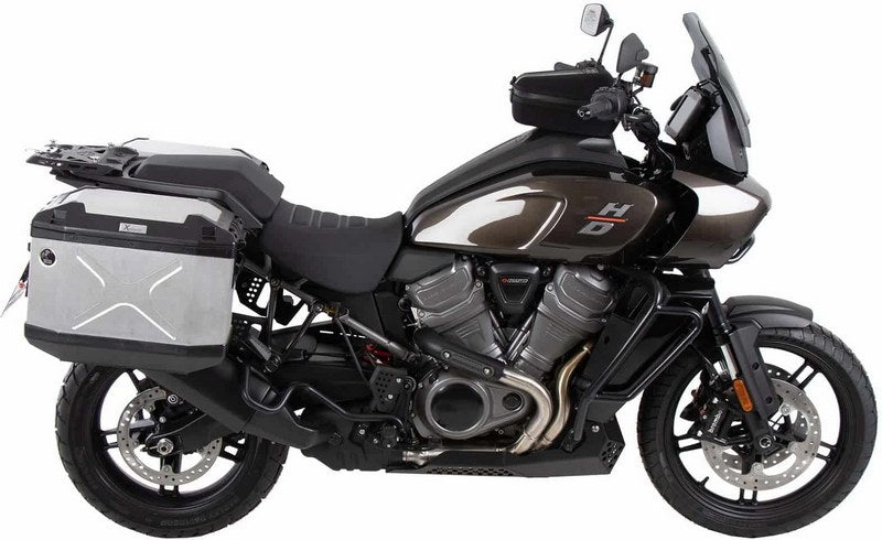Hepco & Becker Side carrier cutout black incl. Xplorer silver sideboxes for Harley Davidson Pan America (2021-) | 6517600 00 01-00-40