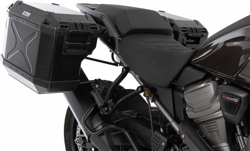 Hepco & Becker Side carrier cutout black incl. Xplorer black sideboxes for Harley Davidson Pan America (2021-) | 6517600 00 01-01-40